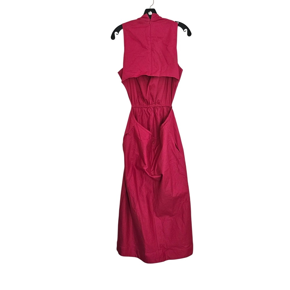 Banana Republic Pink Linen Blend Cutout Midi Dress Womens Petite 8 Pockets - Picture 4 of 7